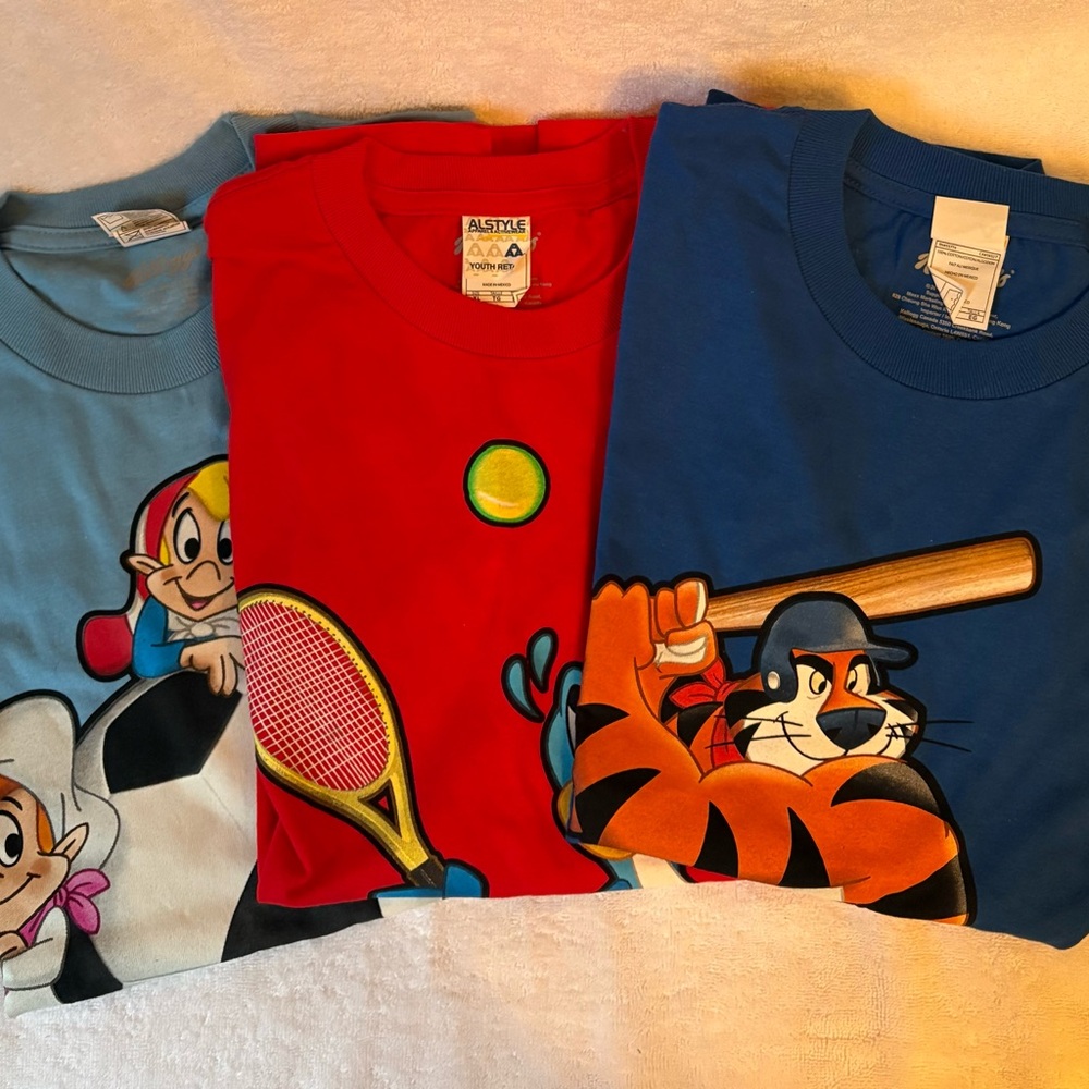 Kellogg’s Graphic Ts - Snap Crackle Pop /Toucan Sam /Tony the Tiger - Brand New